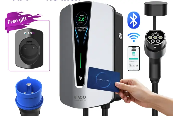 7KW -Blue CEE 32A -E804-RFID Card + WIFI + Bluetooth + APP + 4.3 inch_